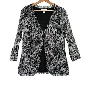 Christopher & Banks Top Womens Large Layered Top 3/4 Sleeve Floral Ruffled